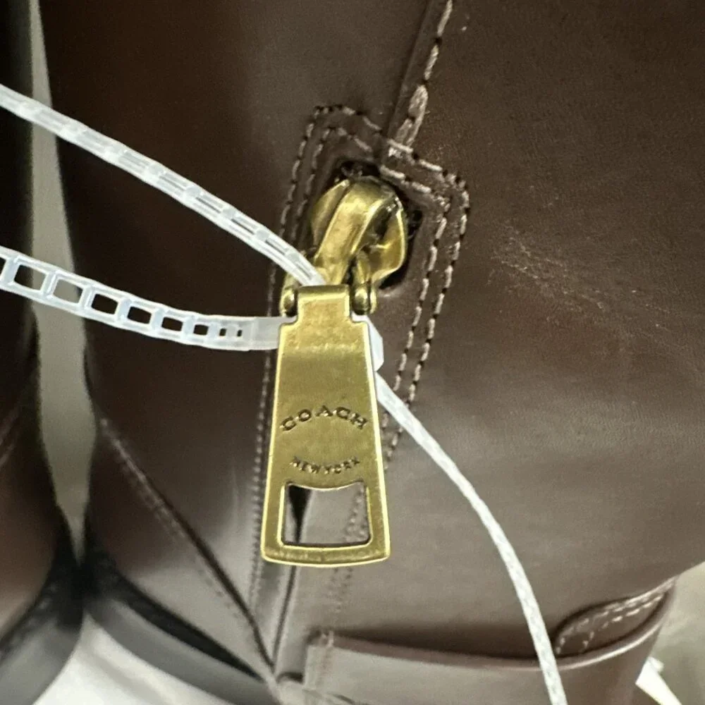 Coach Women’s 7 Madeline Buckle Tall Riding Boots Maple Brown Block Heel - Picture 8 of 11